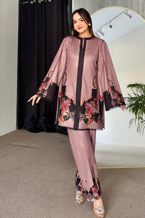 Pink Blossom Winter Kurta Set